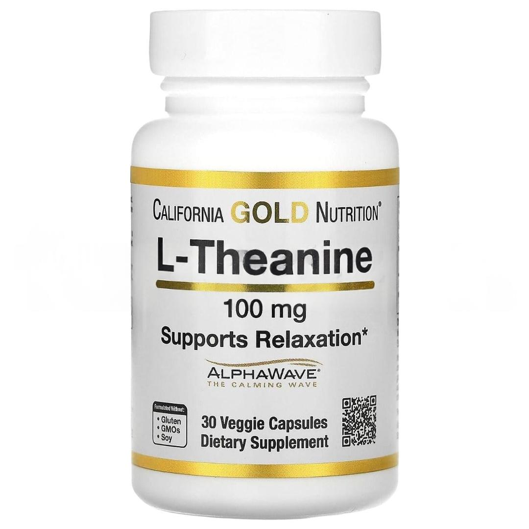 California Gold Nutrition L-Theanine Featuring Alphawave 100 mg 30 Veggie Capsules - İthal