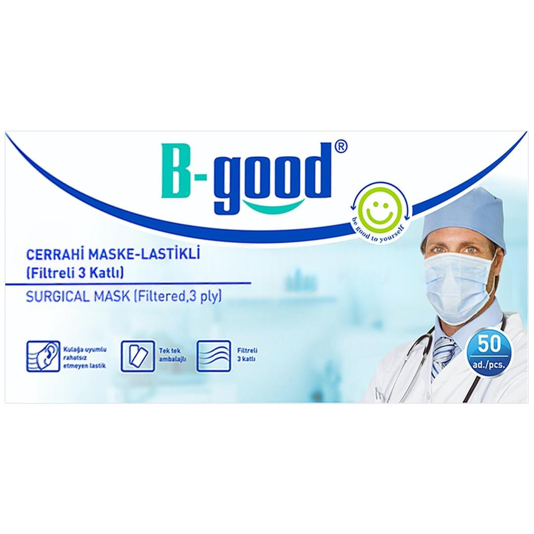B-Good 3 Katlı Tekli Paketlenmiş Cerrahi Maske Telli 50'li (ÜTS Kayıtlı)
