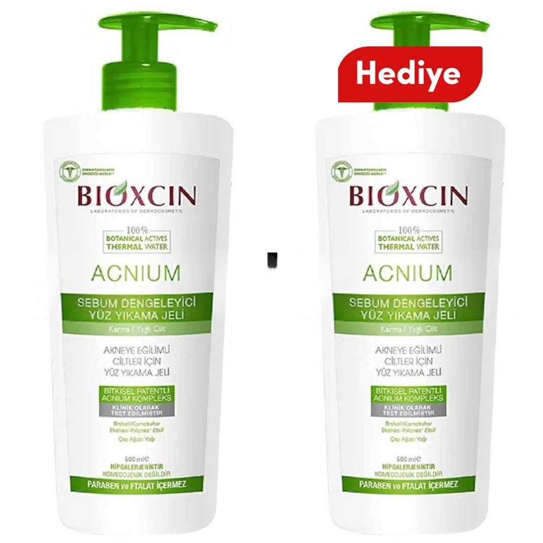 Bioxcin Acnium Yüz Yıkama Jeli Sebium Dengeleyici 500 ml - 1 Alana 1 Adet Hediyeli - Eski Ambalaj