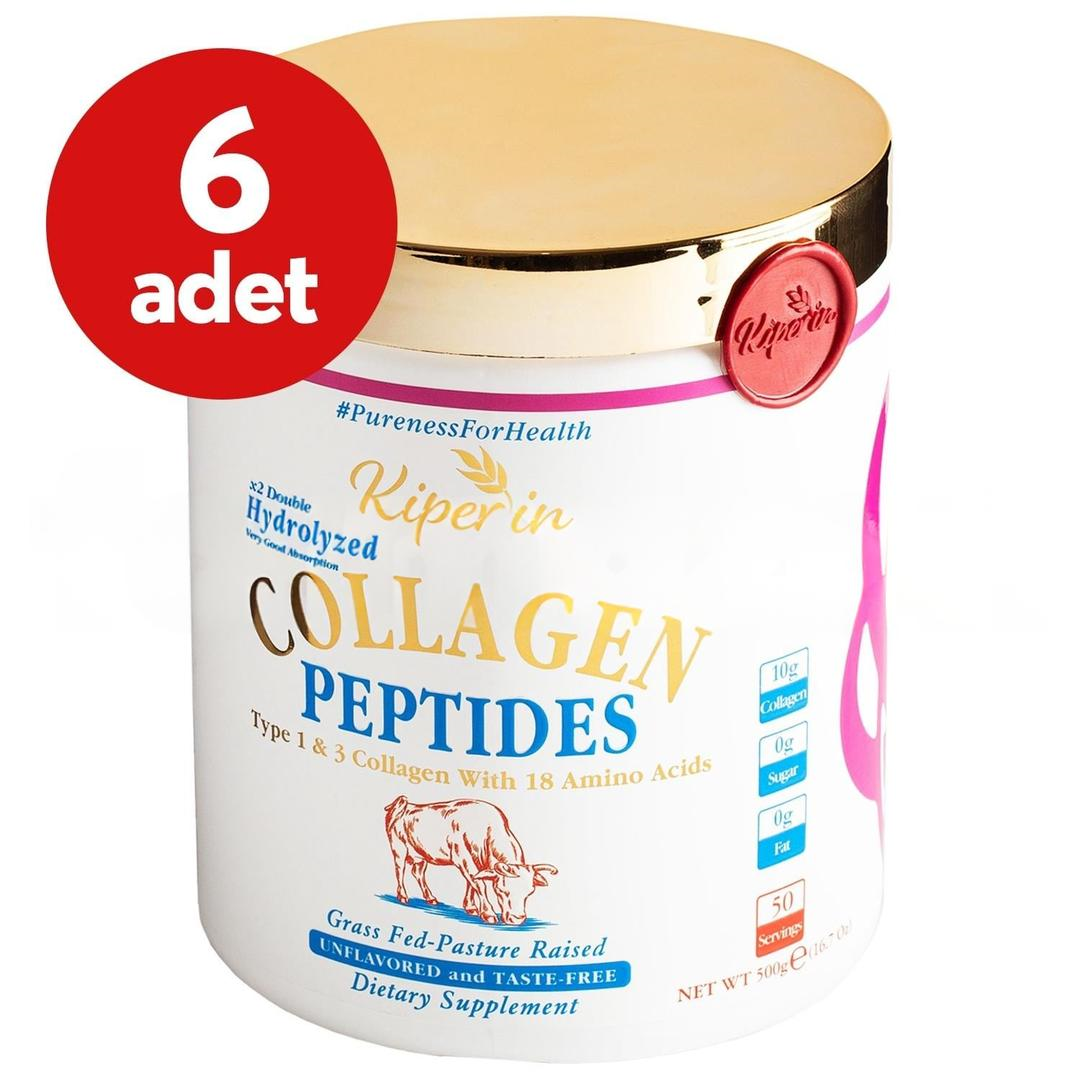 Kiperin Collagen Toz Kolajen Peptitleri İçeren Diyet Takviyesi 500 gr - 6 Adet