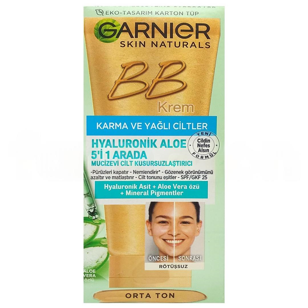 Garnier BB Krem Hyaluronic Aloe Yağlı Karma Ciltler Orta Ton 50 ml