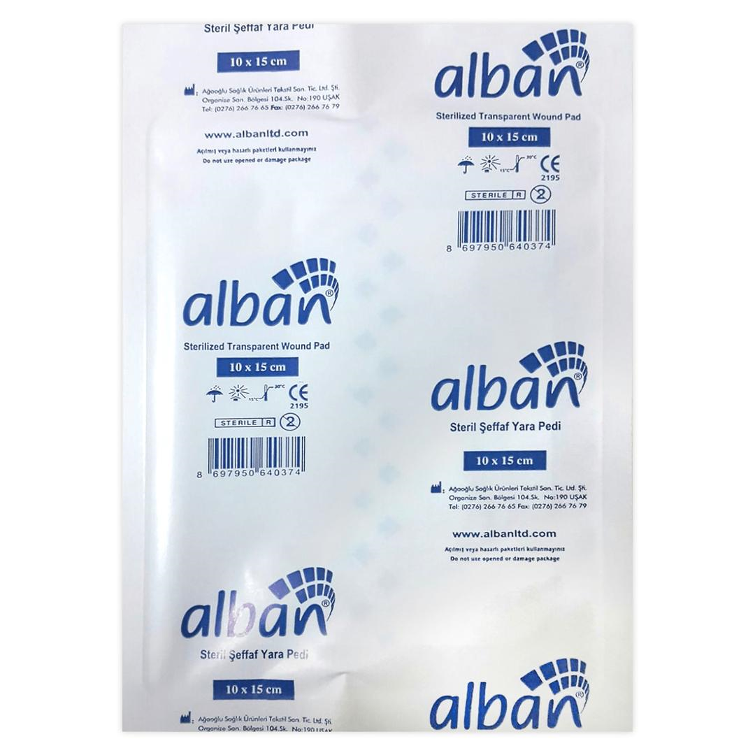 Alban Steril Şeffaf Su Geçirmez Yara Pedi 10x15 cm Tekli