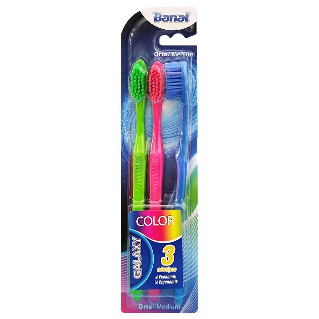 Banat Galaxy Renkli 2+1 Medium Diş Fırçası