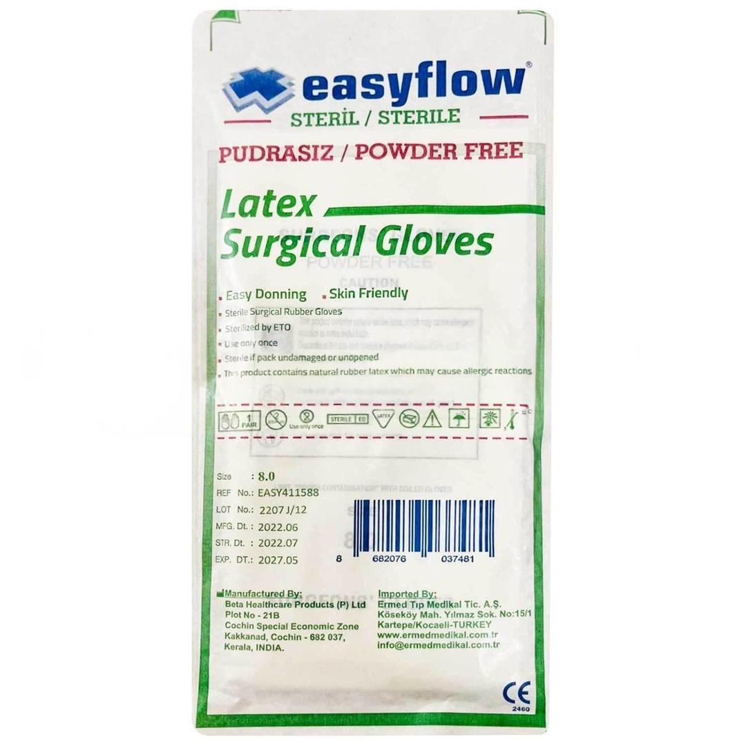 Easyflow Lateks Cerrahi Eldiven Steril Eldiven Pudrasız 8,0 Numara 1 Adet