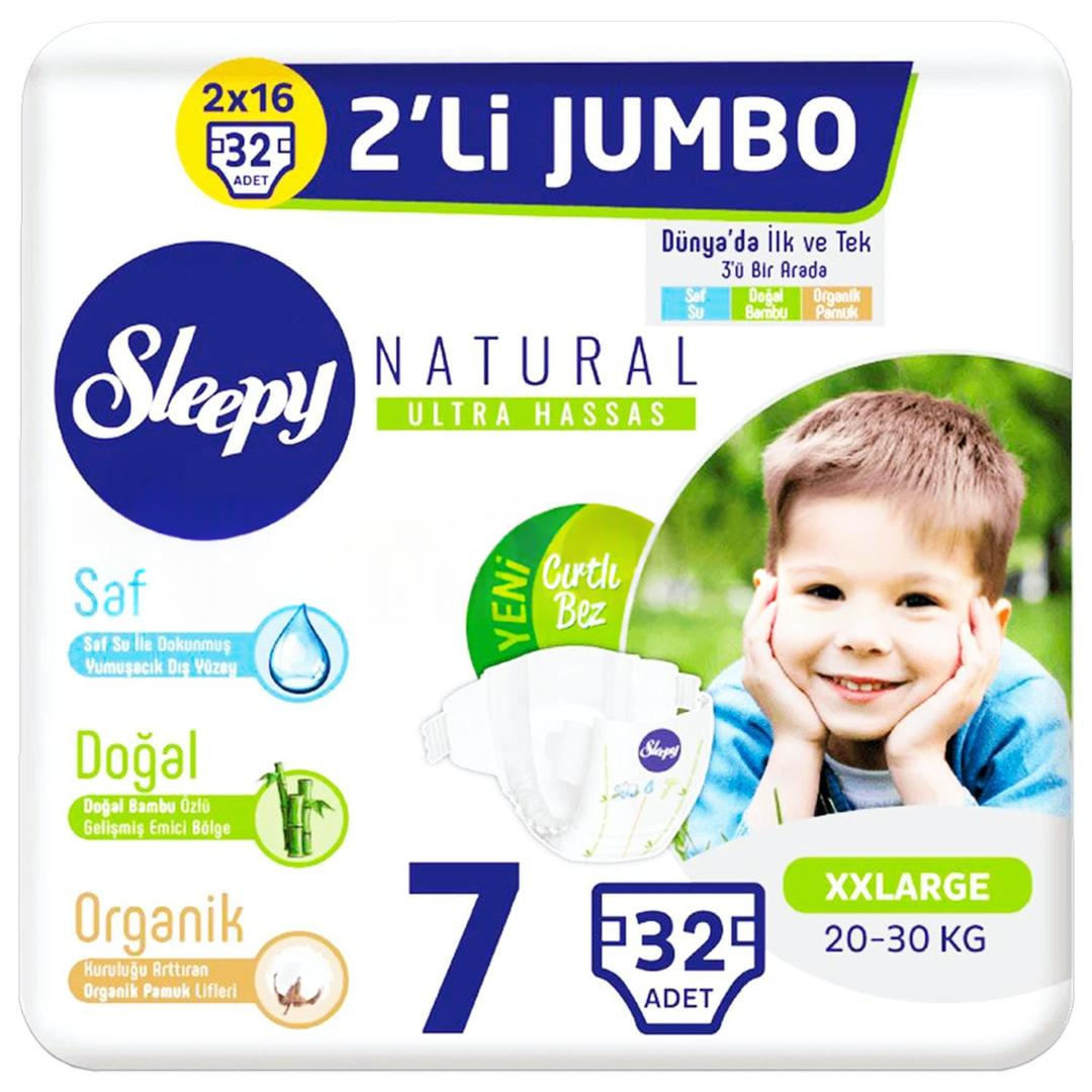 Sleepy Natural 7 Beden xxLarge İkili Jumbo Bebek Bezi 32'li