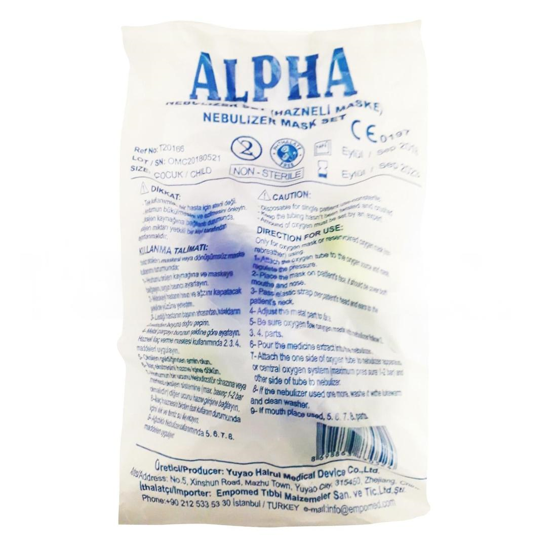 Alpha Nebulizatör Maskesi Hazneli Pediatrik