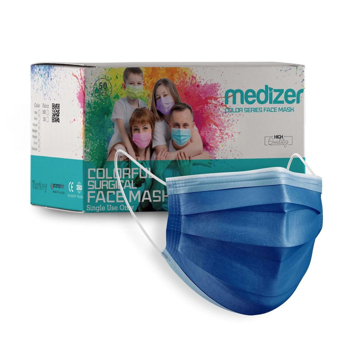 Medizer 3 Katlı Meltblown Lacivert Cerrahi Maske Telli 50'li - 10 Adet