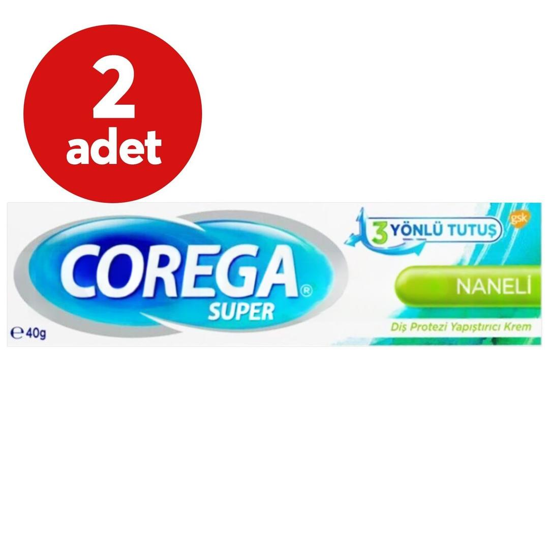 Corega Süper Diş Protezi Yapıştırıcı Naneli Krem 40 gr - 2 Adet