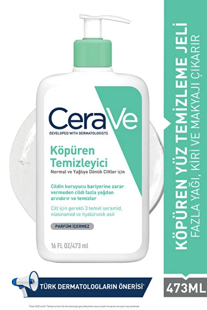 CeraVe Normal Ve Yağlı Ciltler İçin Köpüren Temizleyici 473 ml - Refill