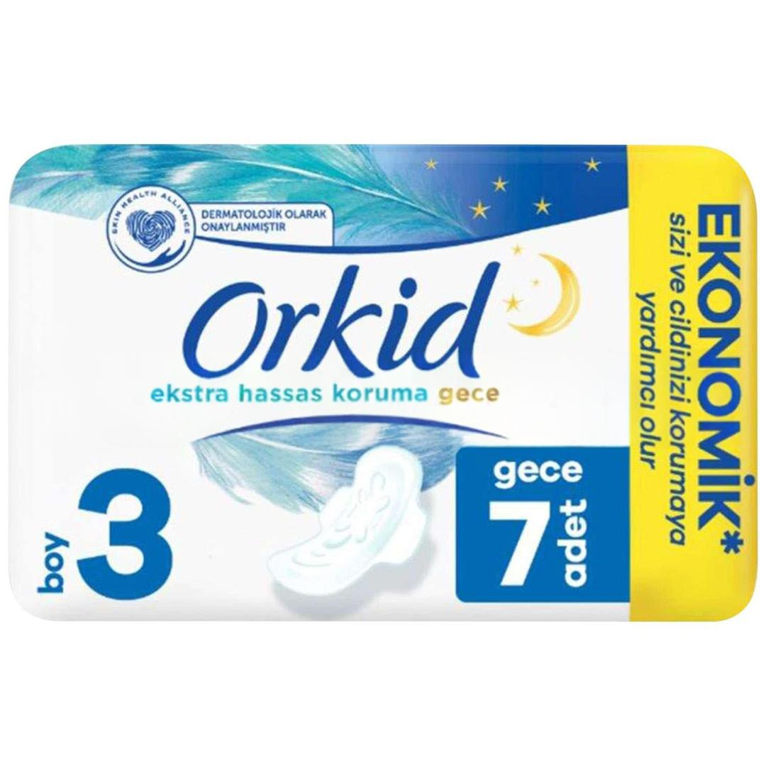 Orkid Extra Ekonomik Paket Hijyenik Ped Hassas Koruma Uzun 3 Numara 7'li