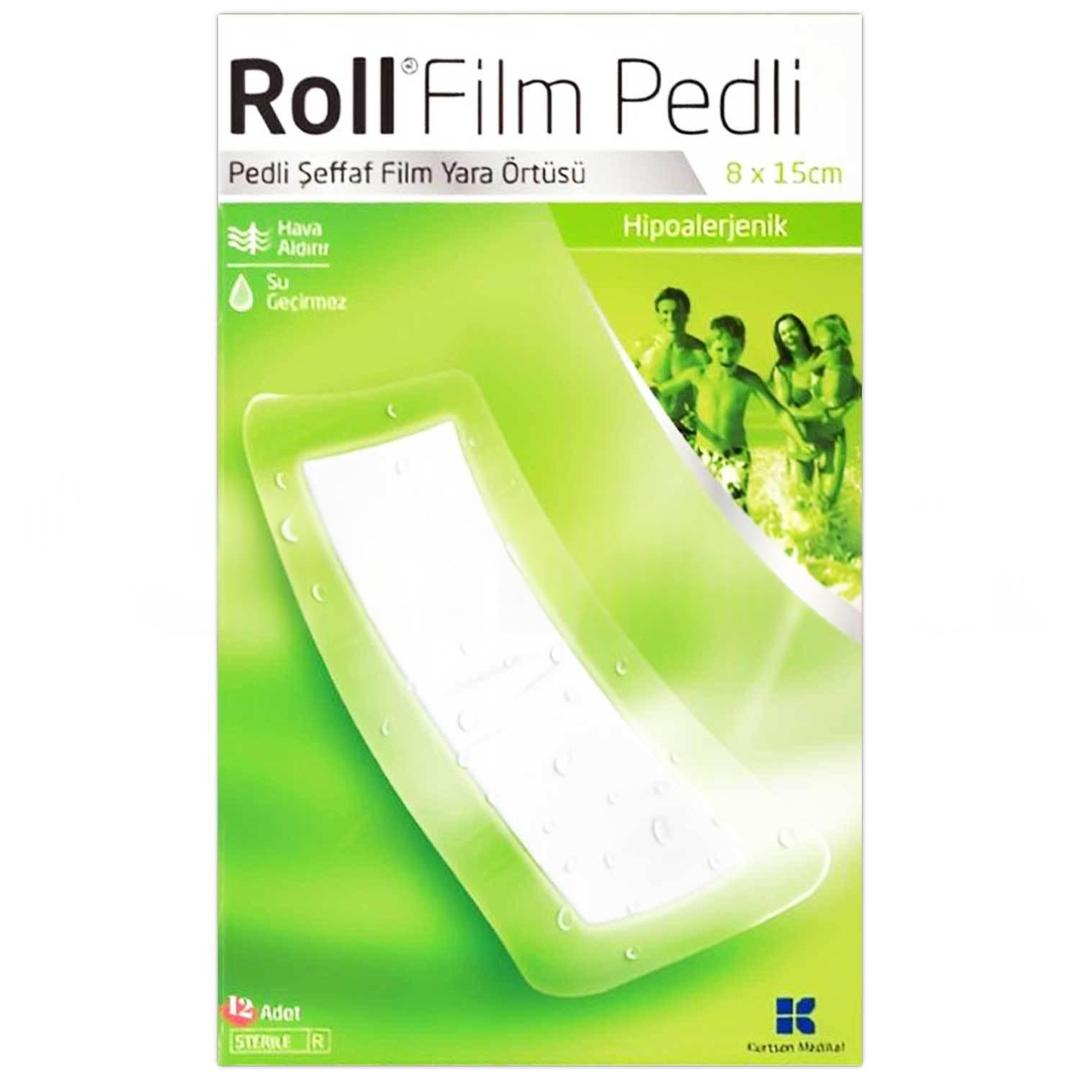 Roll Film Pedli Şeffaf Film Yara Örtüsü Hipoalerjenik 8x15 cm 12'li