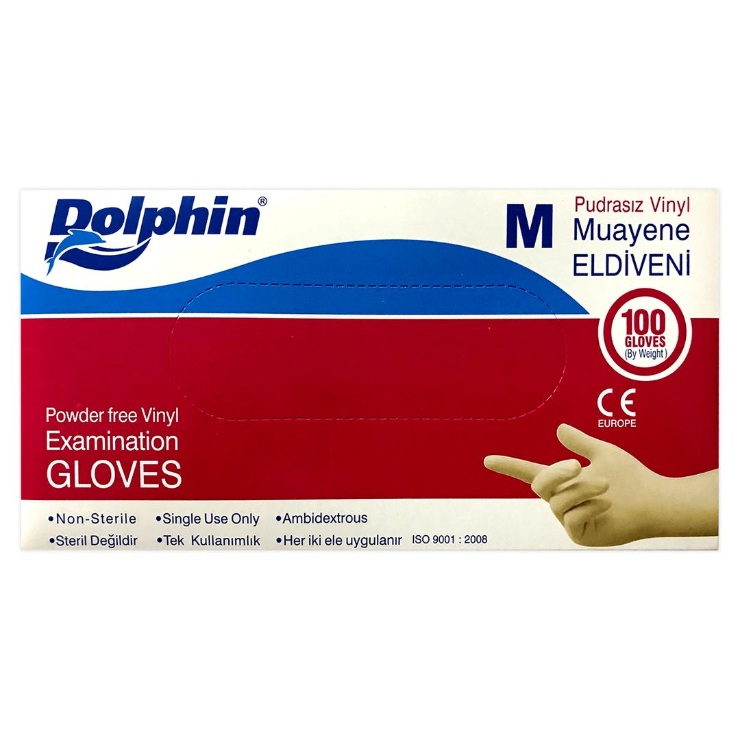 Dolphin Pudrasız Vinyl Muayene Eldiveni Medium 100 Adet
