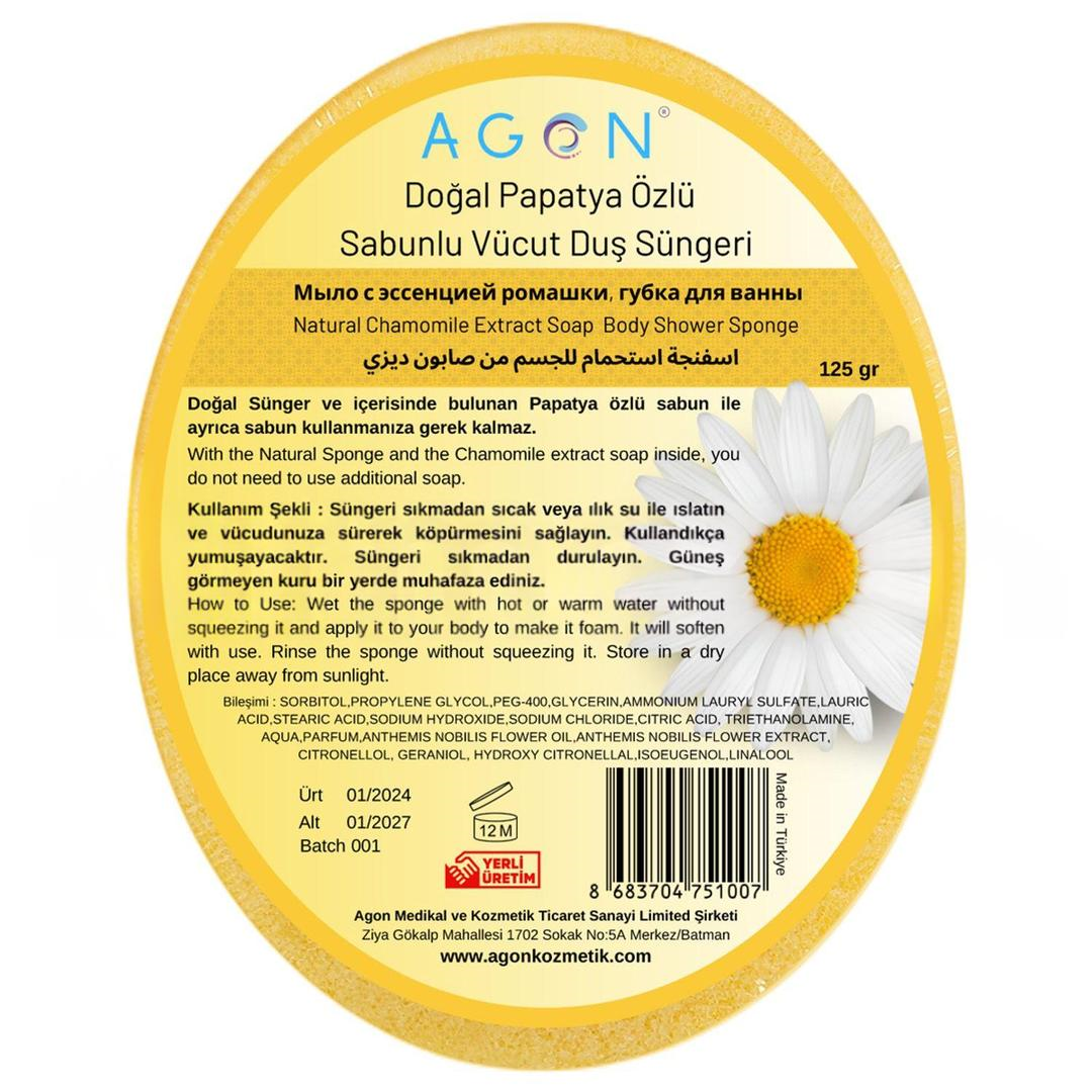 Agon Doğal El Yapımı Papatya Özlü Sabunlu Vücut Duş Süngeri 125 gr