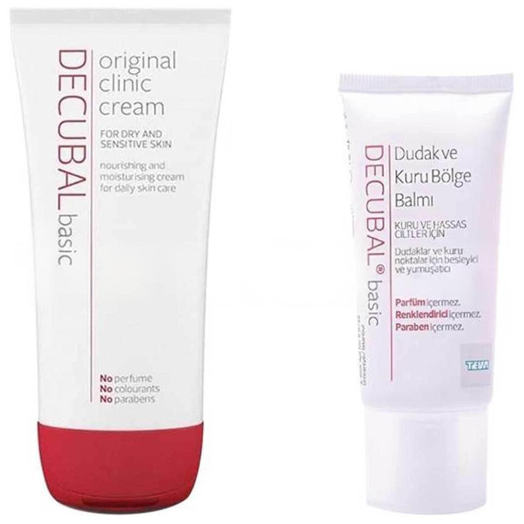 Decubal Dudak ve Kuru Bölge Balsamı 30 ml + Kuru ve Hassas Ciltler İçin Nemlendirici 250 gr