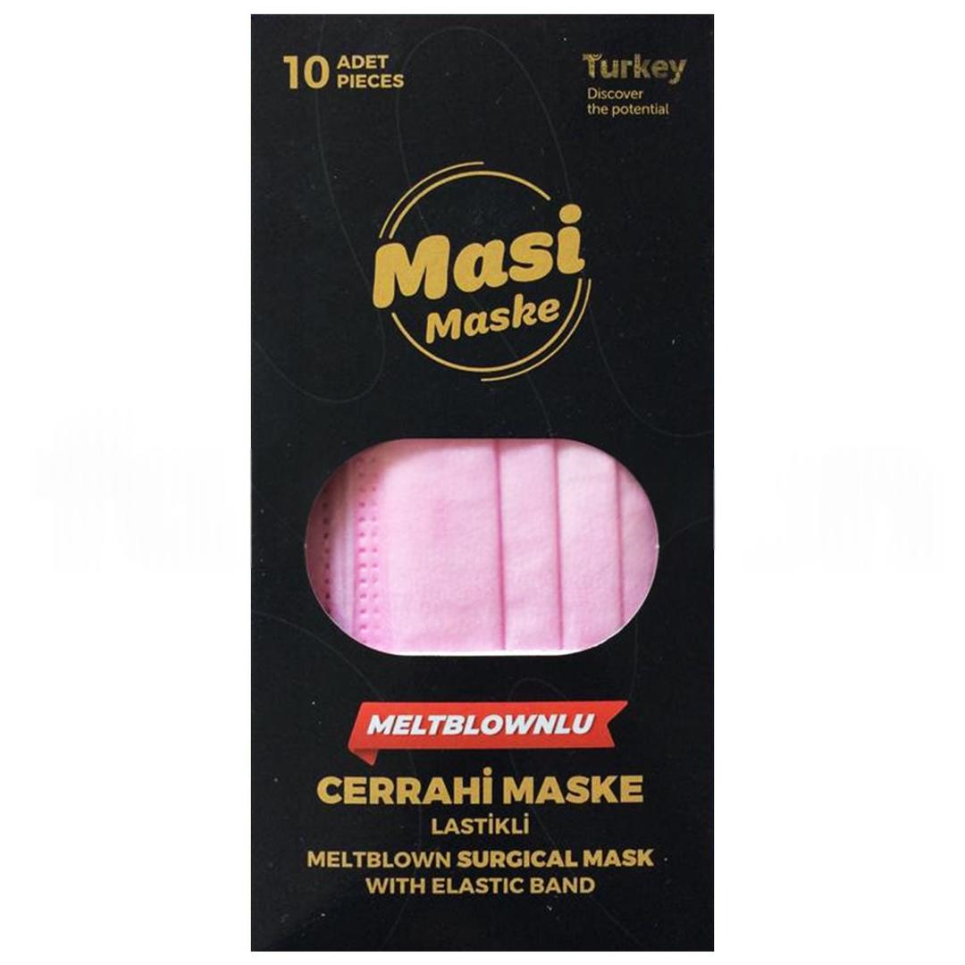 Masi 3 Katlı Meltblownlu Pembe Cerrahi Maske 10'lu (ÜTS Kayıtlı)