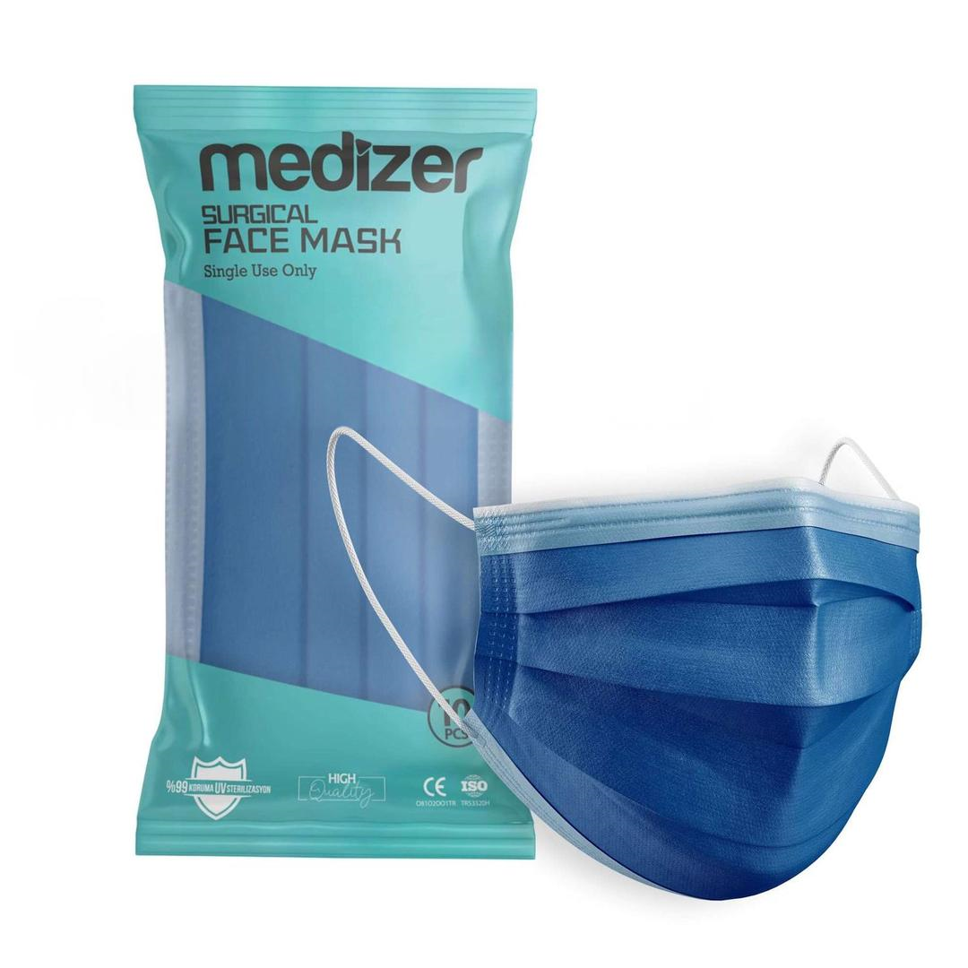 Medizer 3 Katlı Meltblown Lacivert Cerrahi Maske Telli 10'lu - 20 Adet
