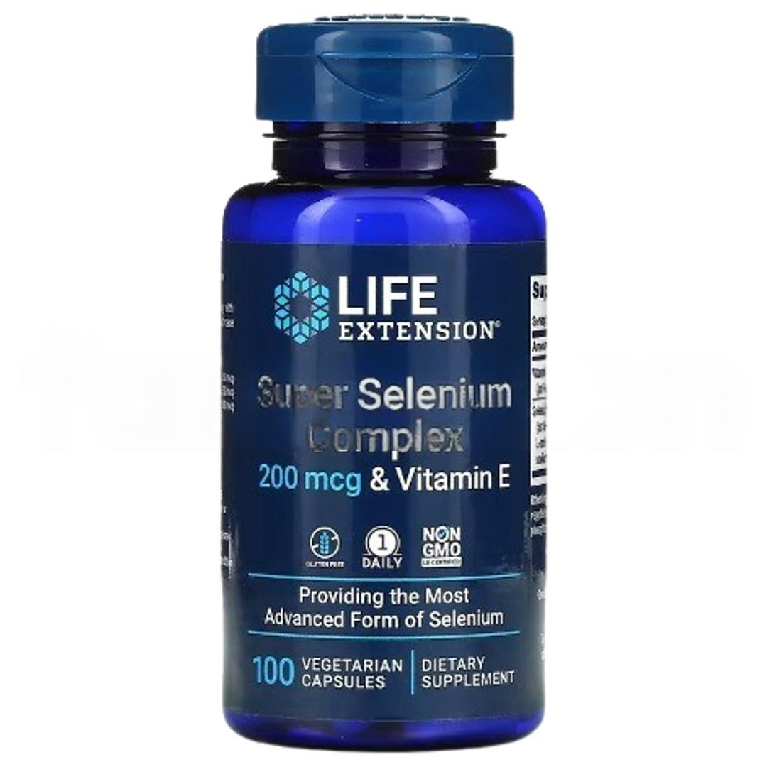Life Extension Super Selenium Complex & Vitamin E 200 mcg 100 Vegetarian Capsules - İthal