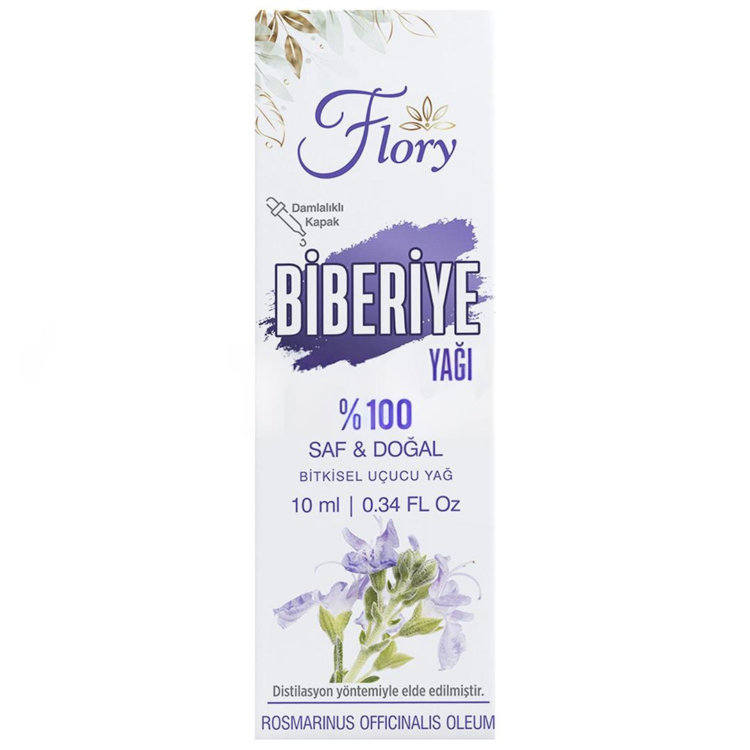 Flory Saf Uçucu Biberiye %100 Doğal Yağ Damlalıklı Kapaklı 10 ml