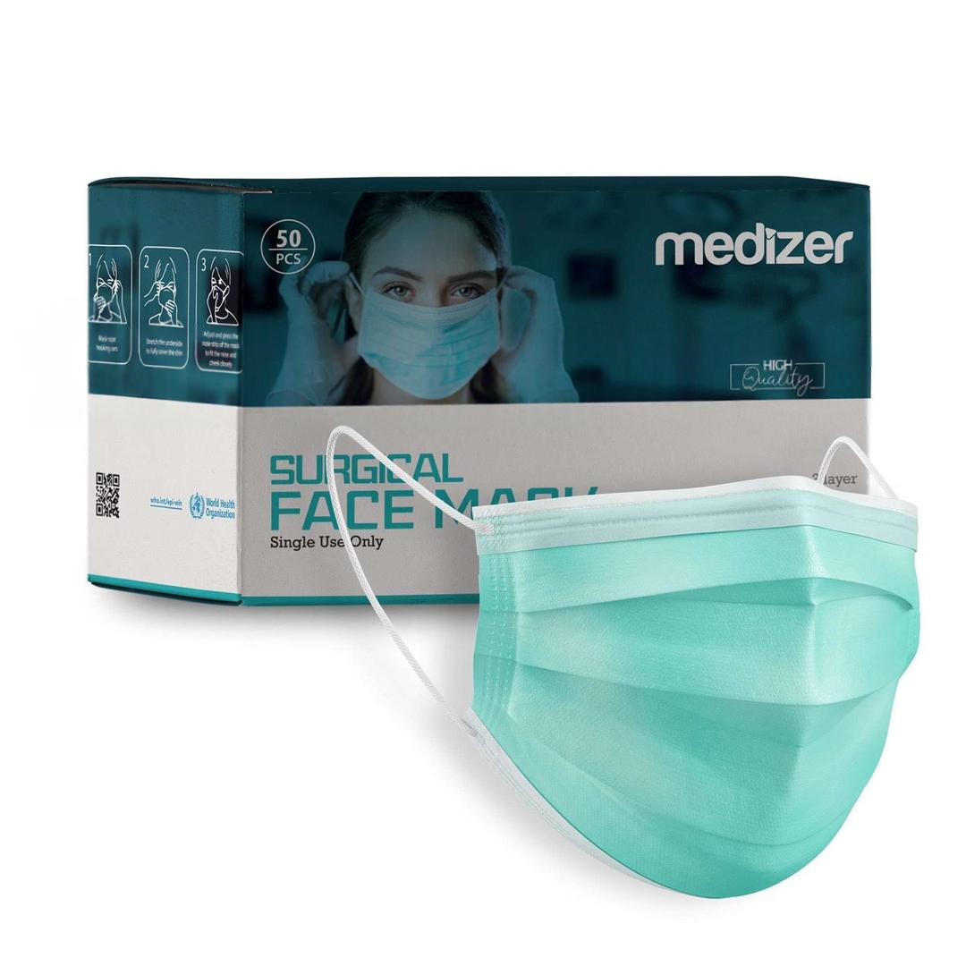 Medizer 3 Katlı Meltblown Cerrahi Yeşil Cerrahi Maske Telli 50'li - 20 Adet