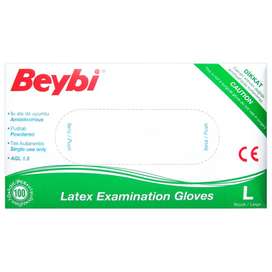 Beybi Lateks Muayene Eldiveni Pudralı Large 100'lü