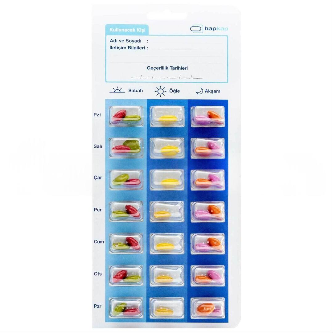 Hapkap Kişiye Özel Aylık Kapsül ve Tablet Paketleme Kiti Hp37 3 Öğün 7 Gün
