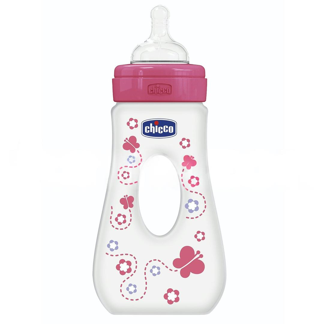 Chicco Wellbeing Seyahat Biberonu Silikon 3 Delikli Hızlı Akış 240 ml - Kız