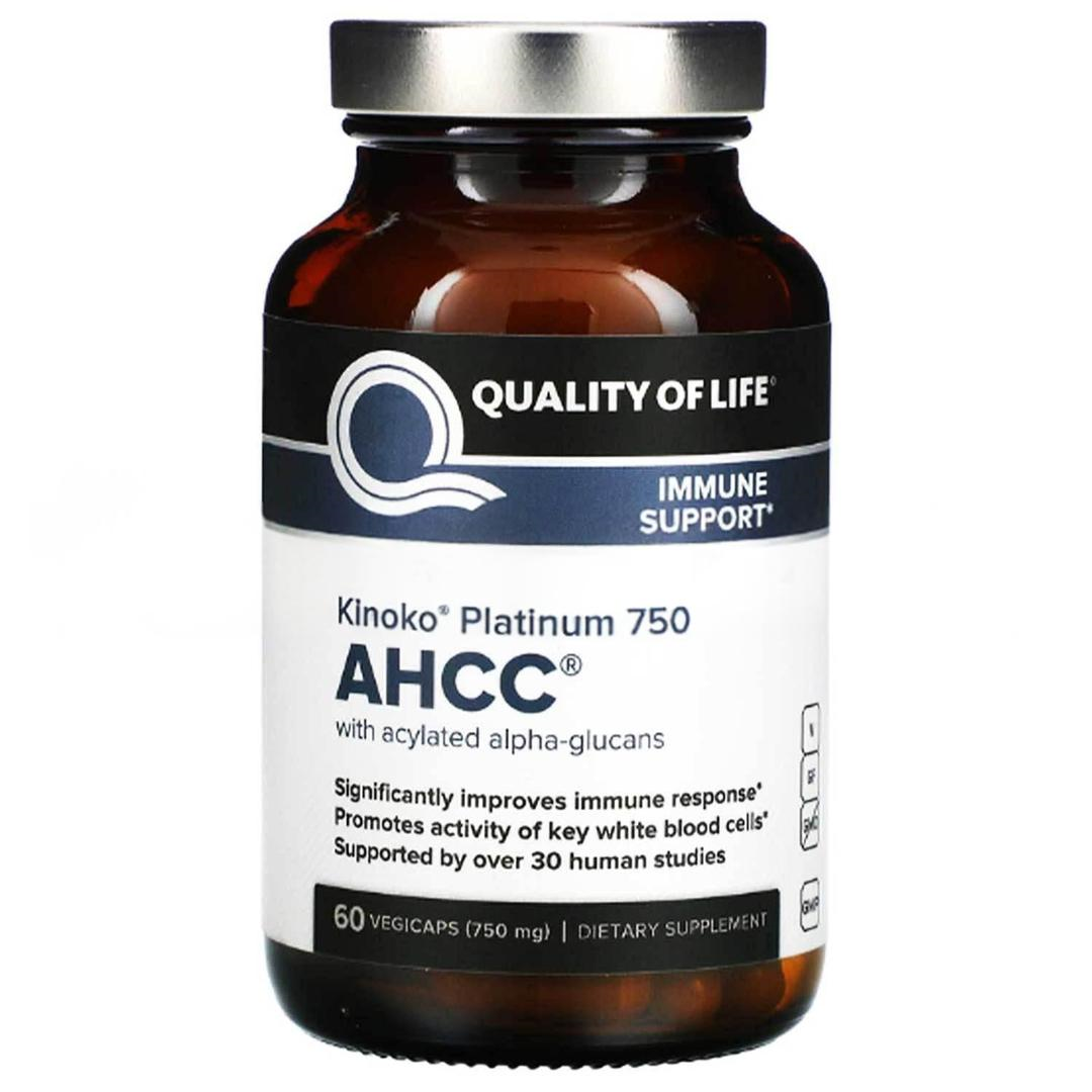 Quality Of Life Labs Kinoko Platinum Ahcc 750 mg 60 Veggie Capsules - İthal