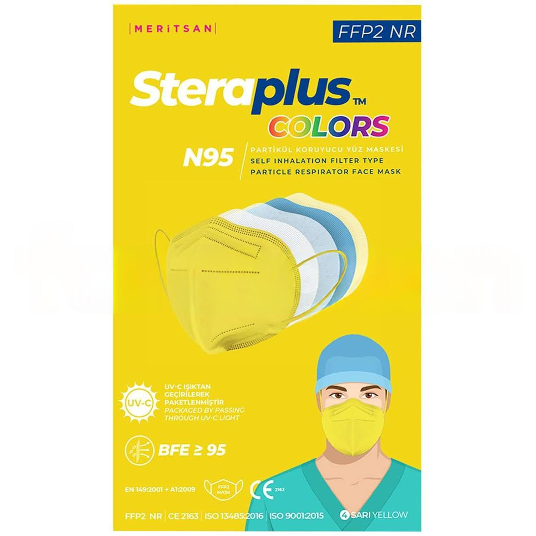 Steraplus Colors FFP2 N95 Tekli Paketlenmiş Sarı Koruyucu Maske 10'lu