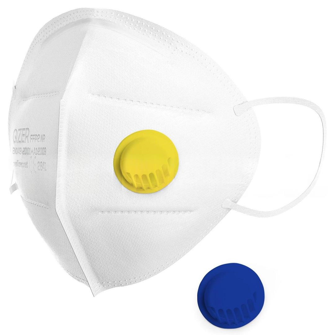 Medizer Qzer 5 Katlı FFP2 N95 Ventilli Maske Beyaz Telli 5'li