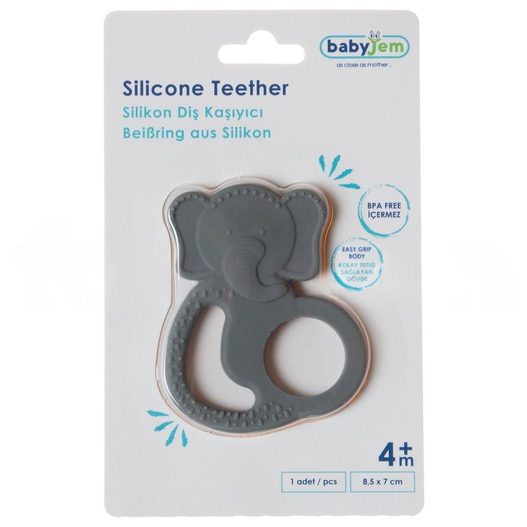 Babyjem Silikon Fil Diş Kaşıyıcı Gri - Bpa Free