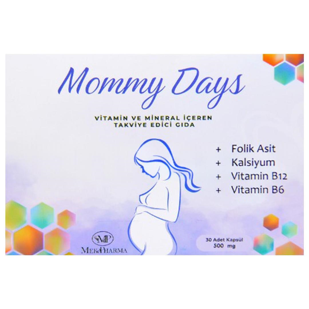 Mommy Days Gebelik Dönemi Vitamin ve Mineral Takviyesi - Folik Asit Kalsiyum B12 B6 - 30 Kapsül