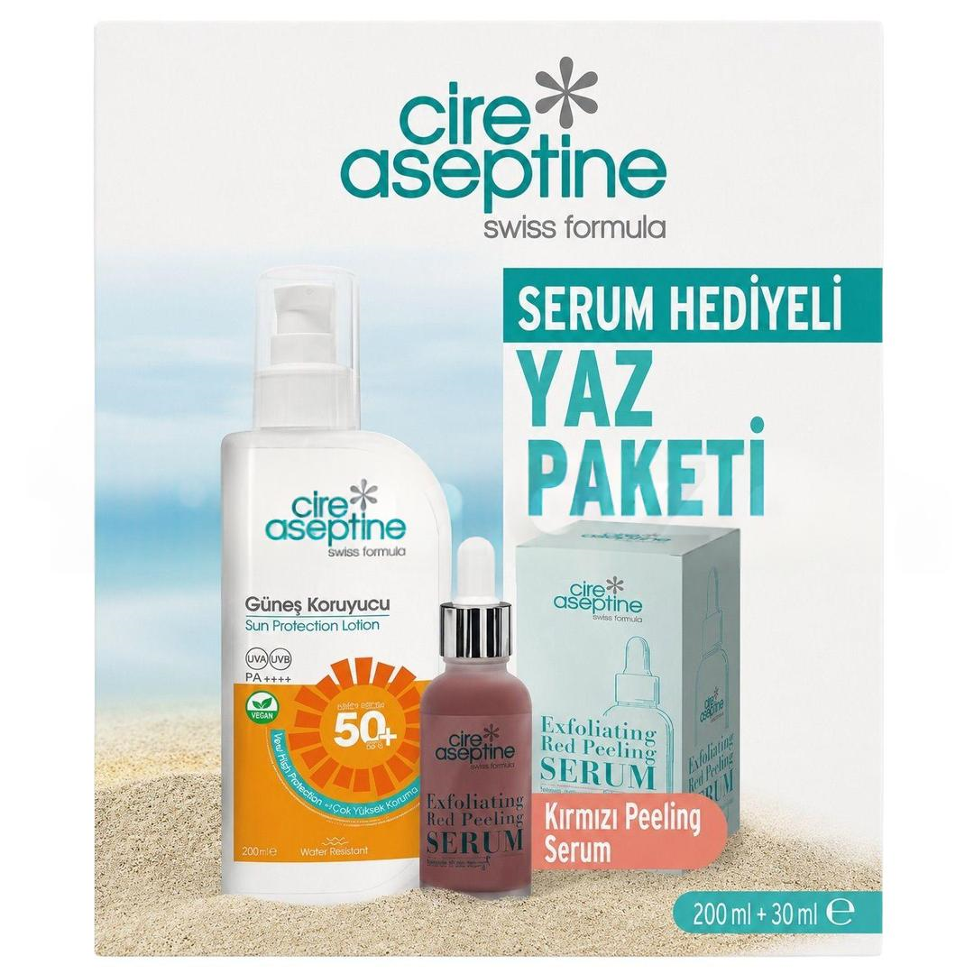 Cire Aseptine Güneş Koruyucu SPF50 200 ml + Kırmızı Peeling Serum 30 ml