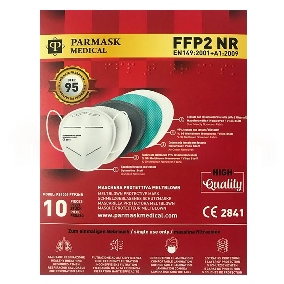Parmask FFP2 N95 5 Katlı Telli Koruyucu Beyaz Maske 10'lu