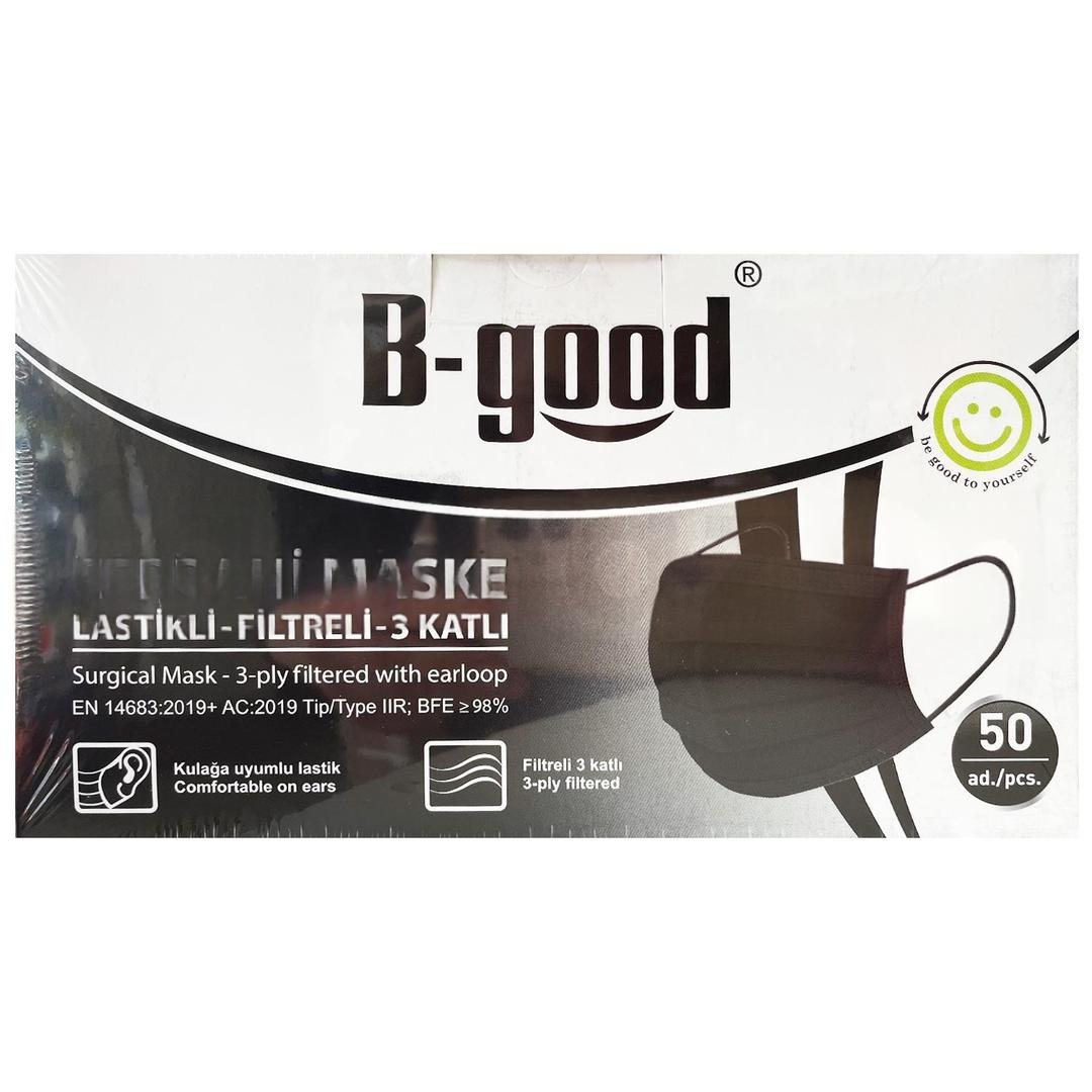 B-Good 3 Katlı Siyah Dökme Cerrahi Maske Telli 50'li (ÜTS Kayıtlı)