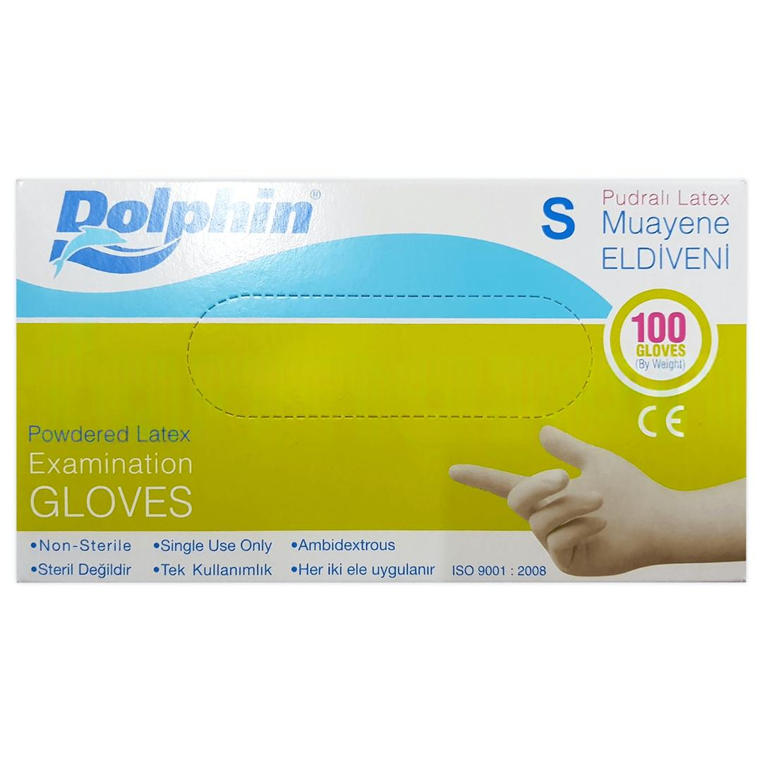 Dolphin Lateks Pudralı Muayene Eldiveni Small 100 Adet