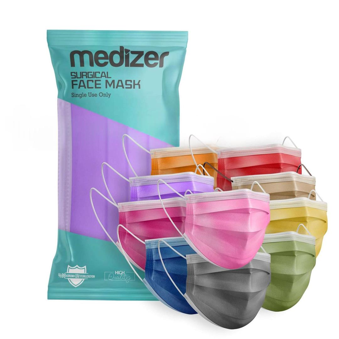 Medizer 3 Katlı Meltblown Color Serisi Cerrahi Maske Telli 10'lu - 20 Adet