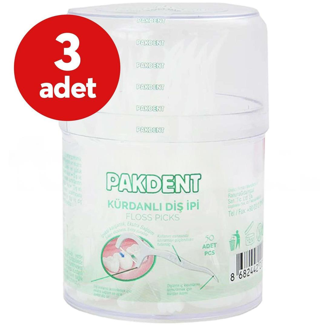 Pakdent Kürdanlı Diş İpi 50'li - 3 Adet
