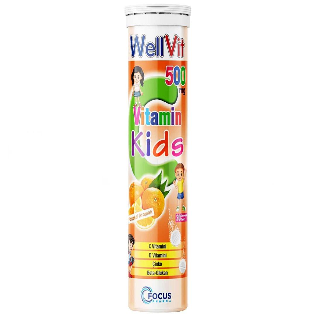 Wellvit Kids C+D+Çinko Betaglukan 20 Efervesan Tablet