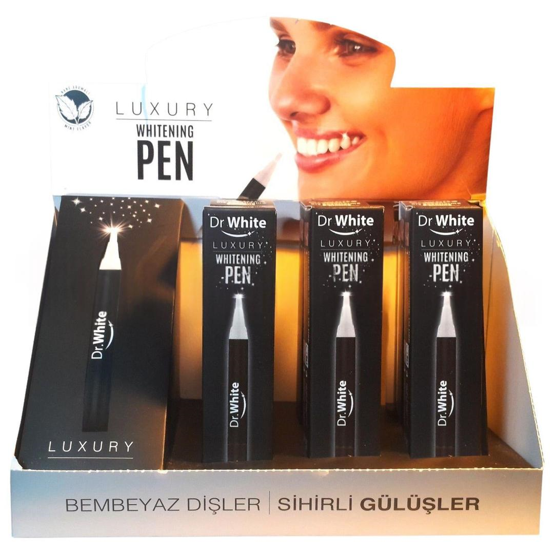Dr. White Luxury Whitening Pen Black Diş Beyazlatma Kalemi Stant 6'lı