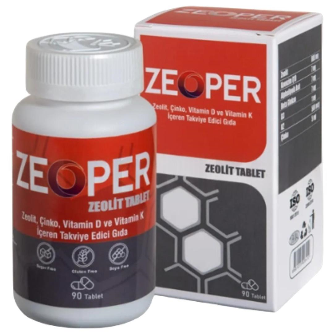 Zeoper Zeolit Çinko Vitamin D + K İçeren Takviye Edici Gıda 90 Tablet