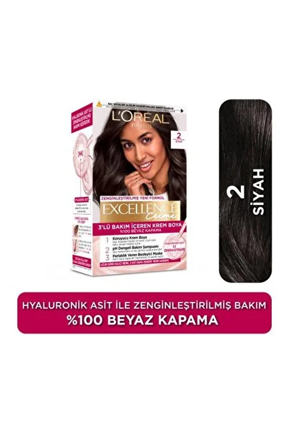 Loreal Excellence Creme 2 Siyah Saç Boyası