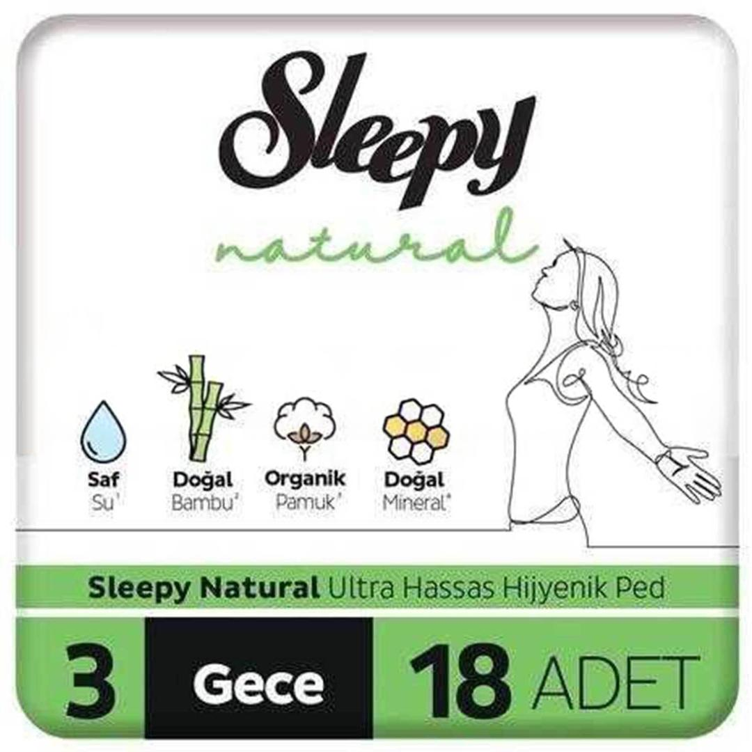 Sleepy Natural Ultra Hassas Gece Hijyenik Ped 18'li