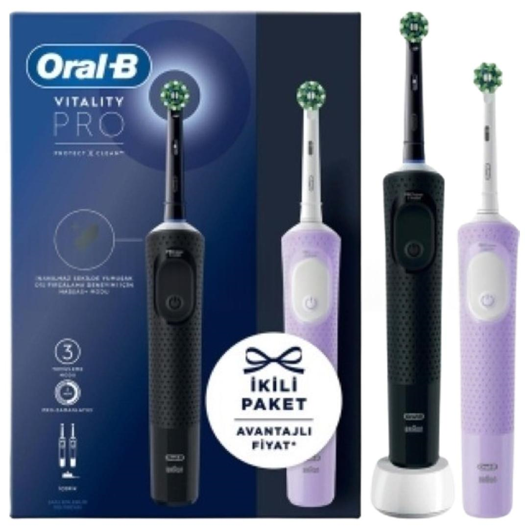 Oral-B Vitality Pro Protect x Clean Şarjlı Diş Fırçası 2'li Paket
