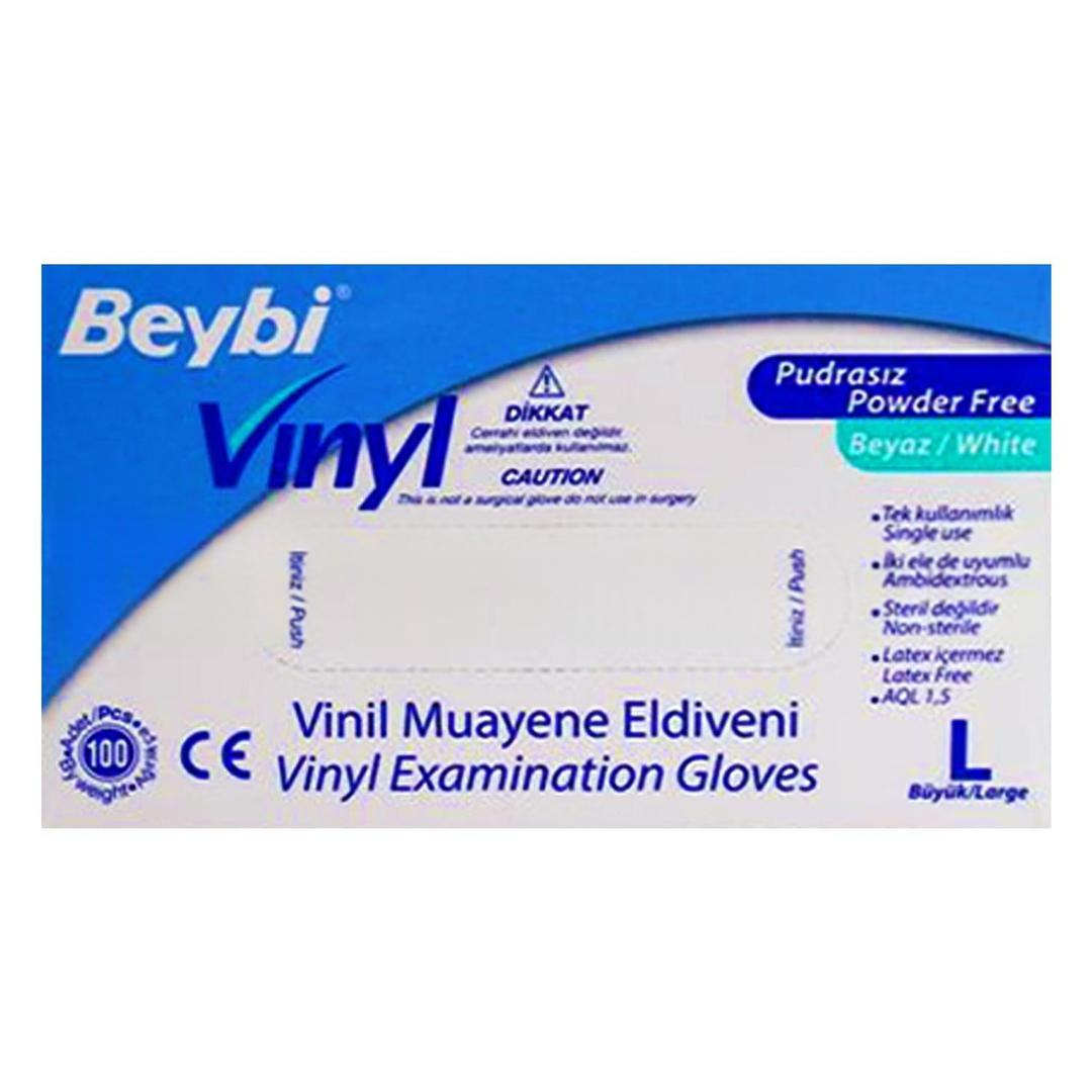 Beybi Vinyl Muayene Eldiveni Pudrasız Lateks İçermez Large 100'lü - Eski Ambalaj