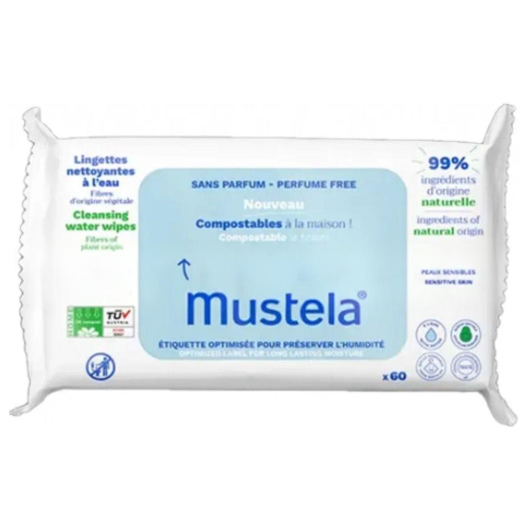 Mustela Kompost Edilebilir Su İçeren Islak Mendil Parfümsüz 2x60 Adet