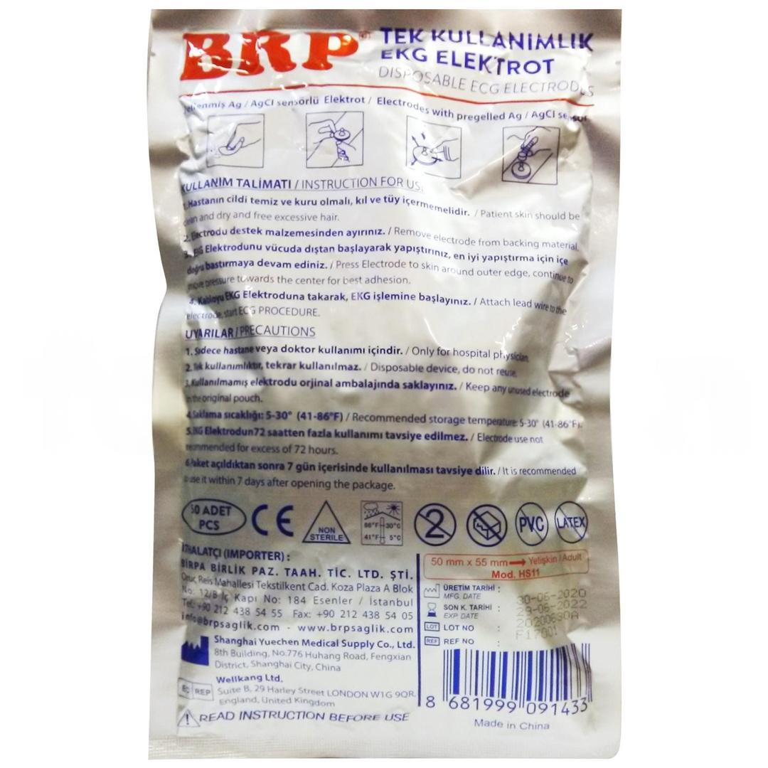 BRP Tek Kullanımlık Ekg Elektrot Yetişkin 50'li