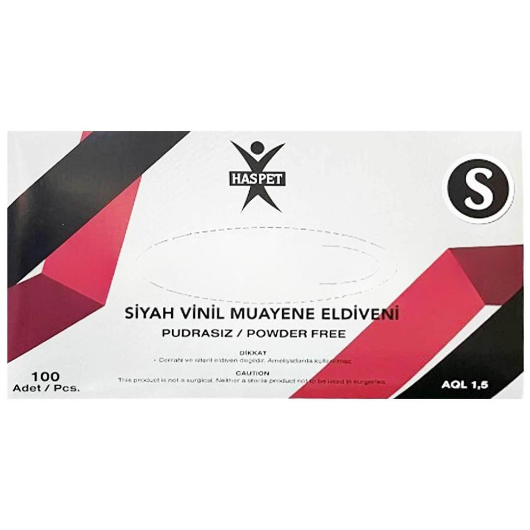 Haspet Vinil Pudrasız Eldiven Small 100'lü Siyah