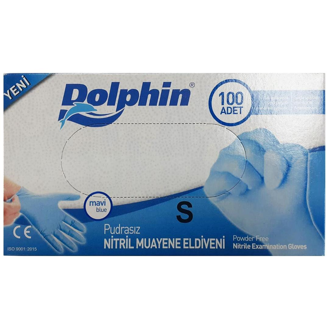 Dolphin Nitril Pudrasız Muayene Eldiveni Mavi Small 100'lü