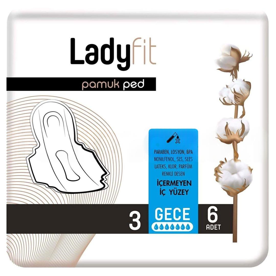 Ladyfit Pamuk Hijyenik Gece Ped No: 3 6'lı
