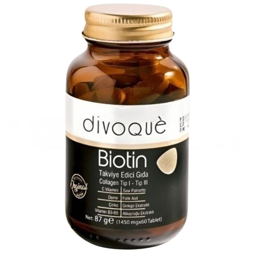 Divogue Biotin 5000 Mcg Kolajen Çinko ve Vitaminlerle Tüm Vücut Desteği 60 Tablet